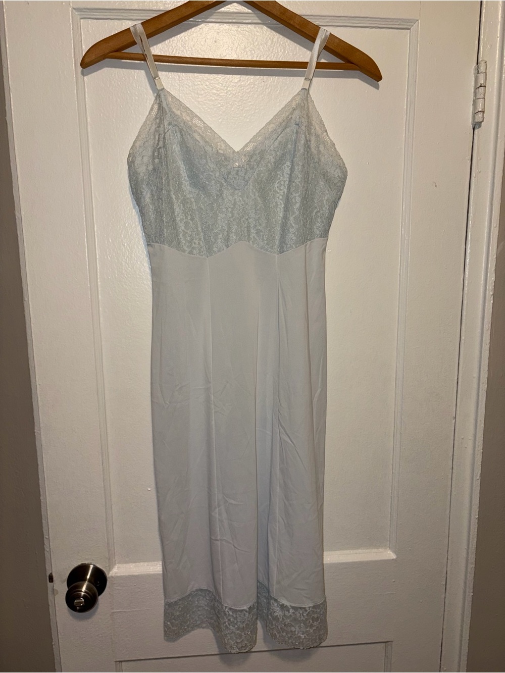 VTG 50s Munsingwear Slip Lace Lingerie Blue Nightgown Negligee Dress 34